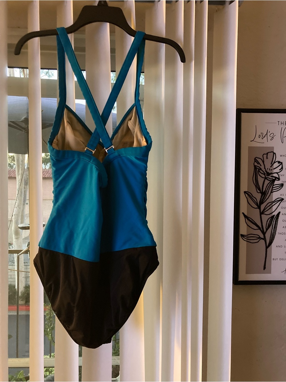 Women’s Two-Tone Blue and Black One-Piece Swimsuit